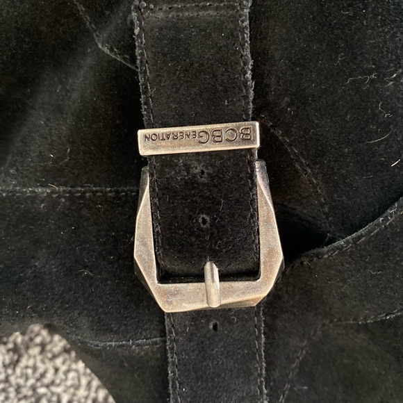 BCBGeneration Black Heeled Boots with Gold Buckle - Picture 2 of 3